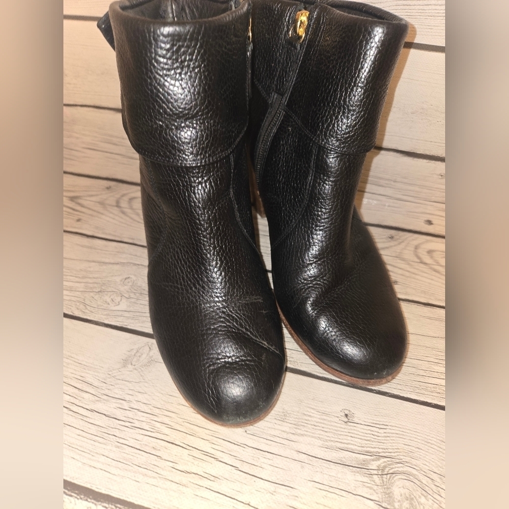 Kate Spade New York Black Leather Ankle Boots Block Heel Zip Women’s 9m - Picture 11 of 13